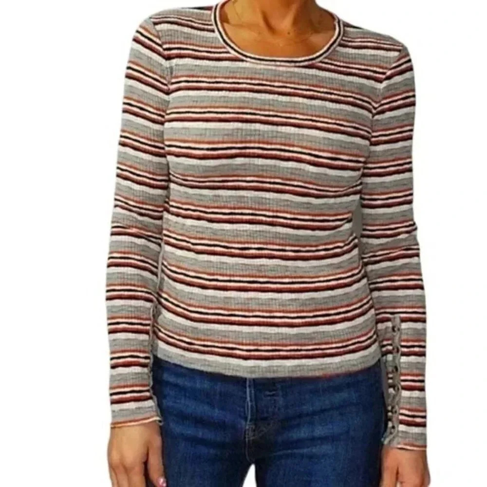 Madewell Button-Sleeve Tee in Elsie Stripe